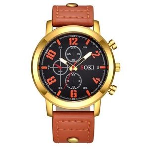 SOKI Men's Striking Orange and Gold Quartz Watch - Bold Fusion of Colors